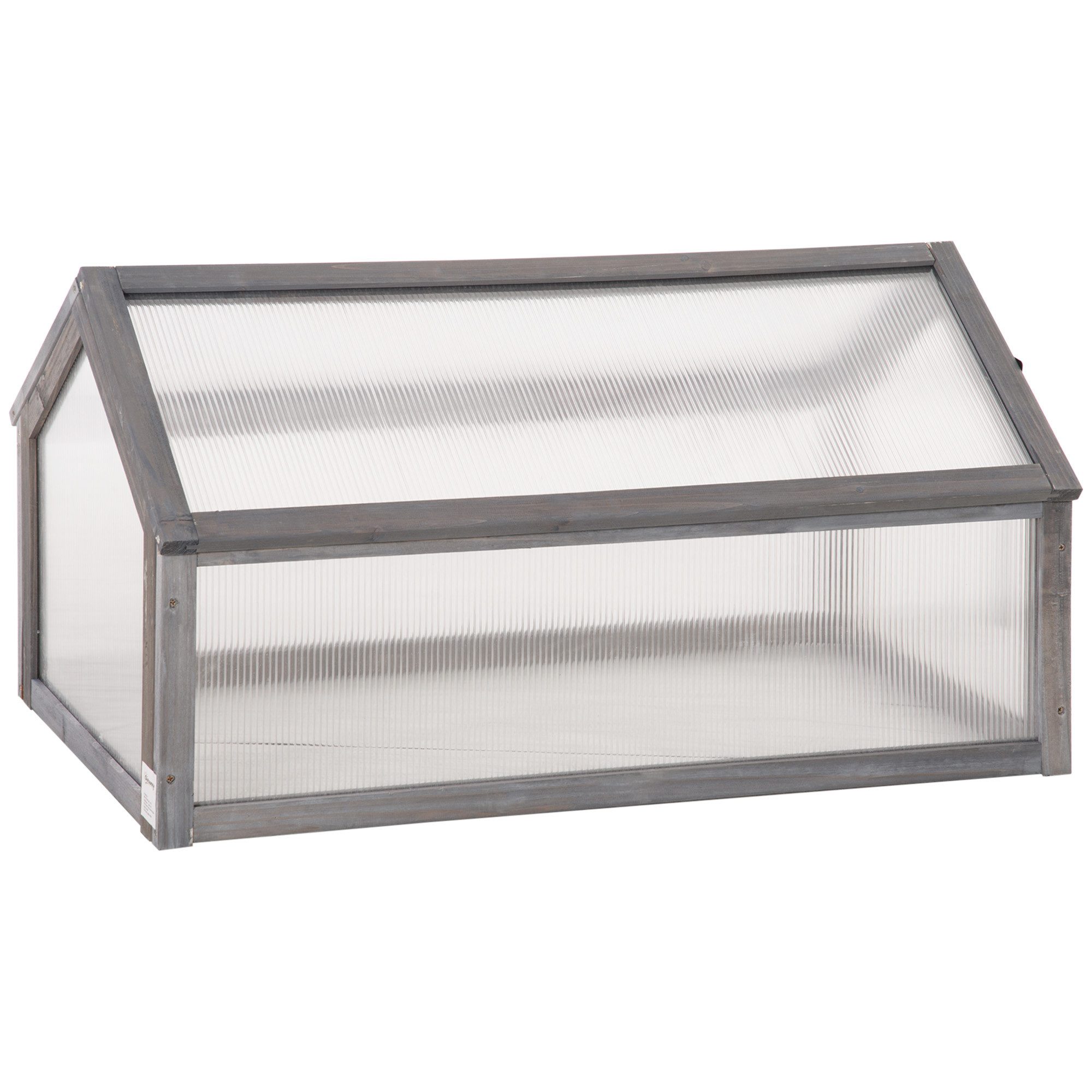 furnicato Hochbeet Mini-Gewächshaus 90L x 52B x 49,5H cm Grau, Frostschützendes Tomatenhaus mit Massivholzrahmen und Dachöffnung