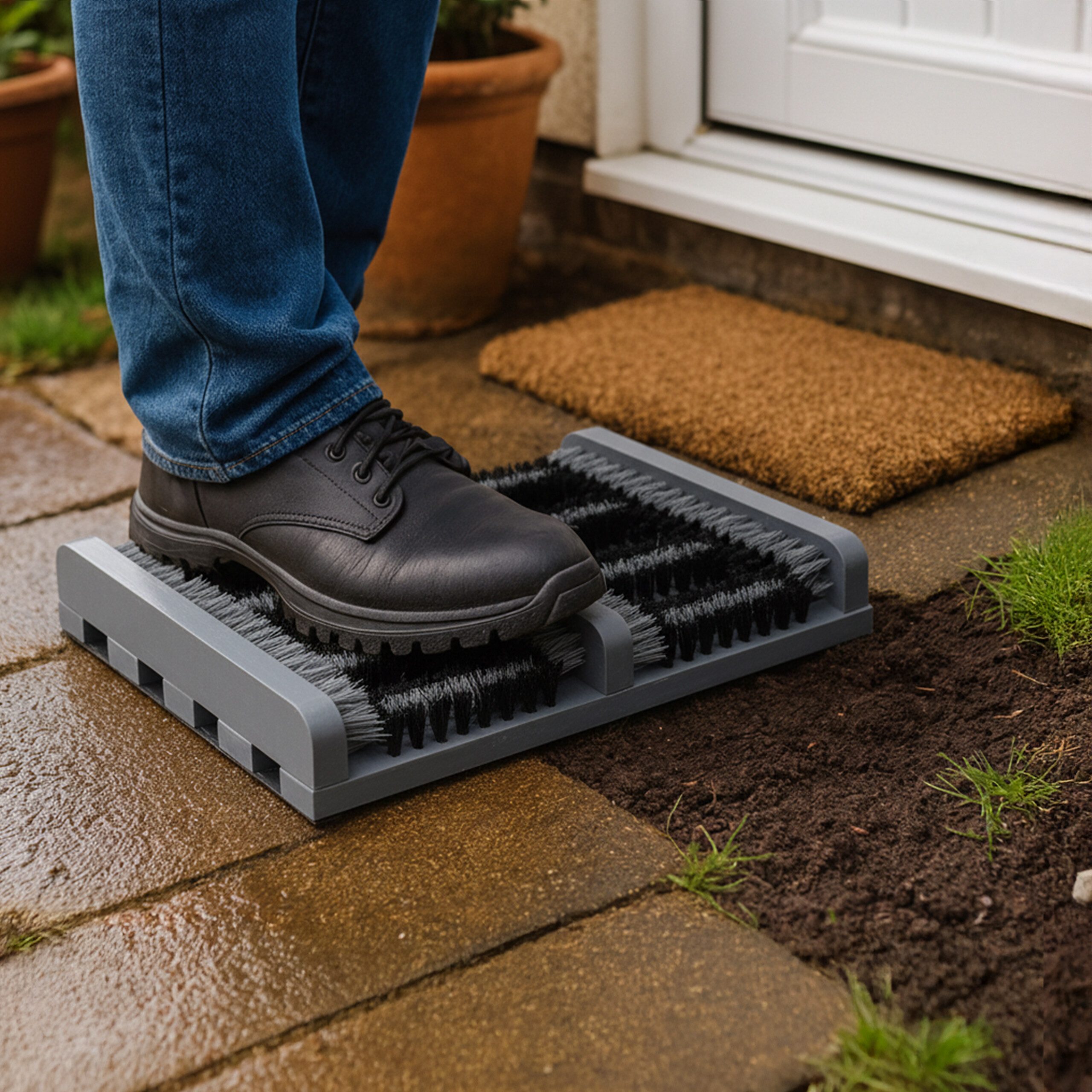 relaxdays Schuhputzbürste Schuhabstreifer mit Bürsten
