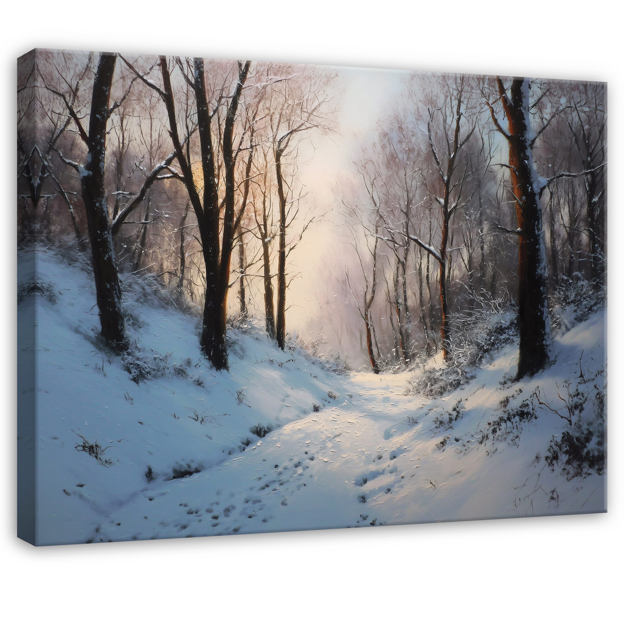 Wallarena Leinwandbild Wald Bäume - Braun - Modern - Schlafzimmer, Wald, 100x75x3cm