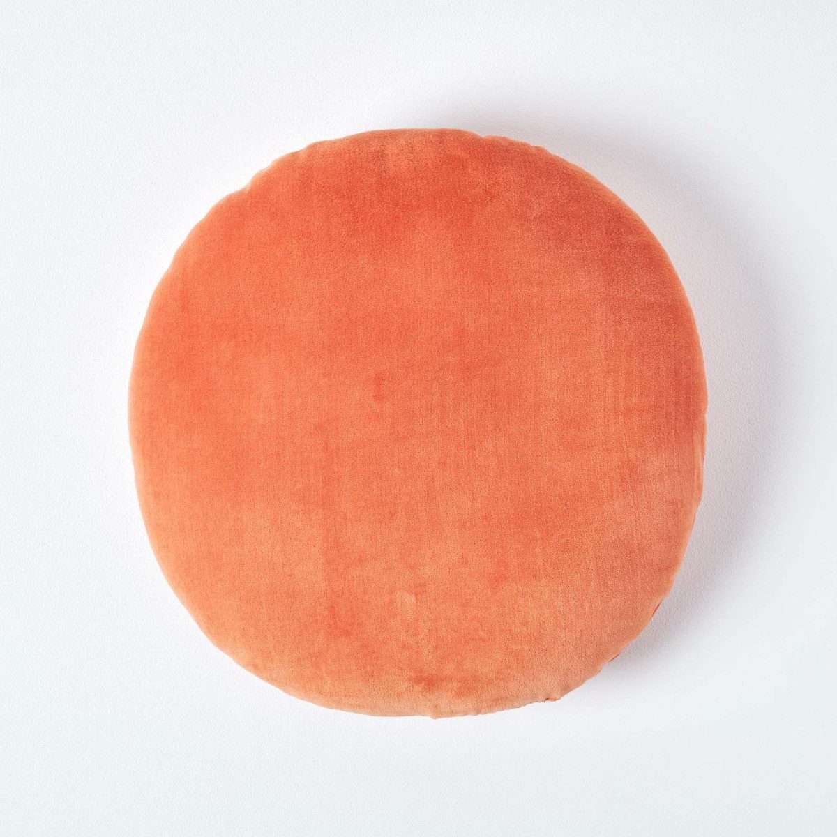 Homescapes Dekokissen Samt Kissen, 40 cm rund, orange