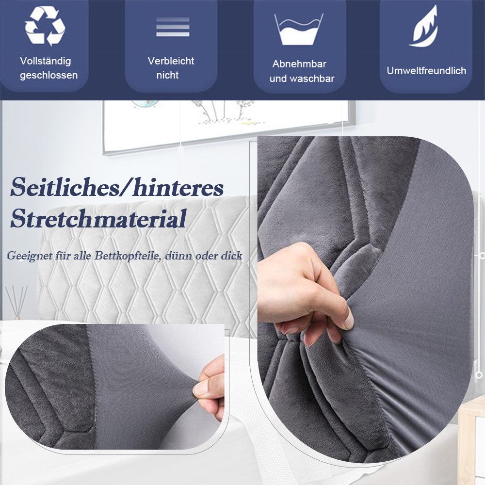 TUWENA Betthusse Bettkopfteil Hussen mit Taschen, Dehnbare Bett Kopfteil Bezug, Staubdichte Kopfteilbezug, Verdickt All-Inclusive Kopfteil Husse – Bild 5 von 5