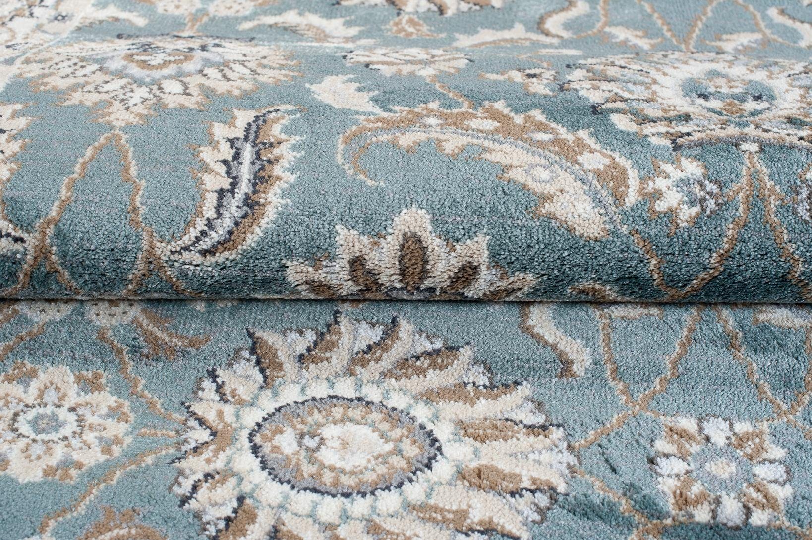 Mazovia Orientteppich Klassisch Bordüre Blau Flur, Diele, Küche, Büro, Fußbodenheizung – Bild 4 von 5