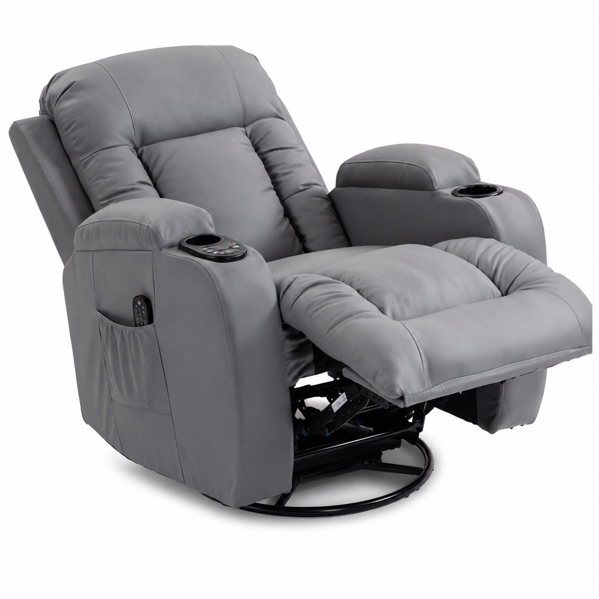 HOMCOM Massagesessel TV Sessel mit Liegefunktion, Massagestuhl mit Wärmefunktion (Relaxsessel, 1-St., Fernsehsessel), Massage- und Wärmefunktion, Hellgrau