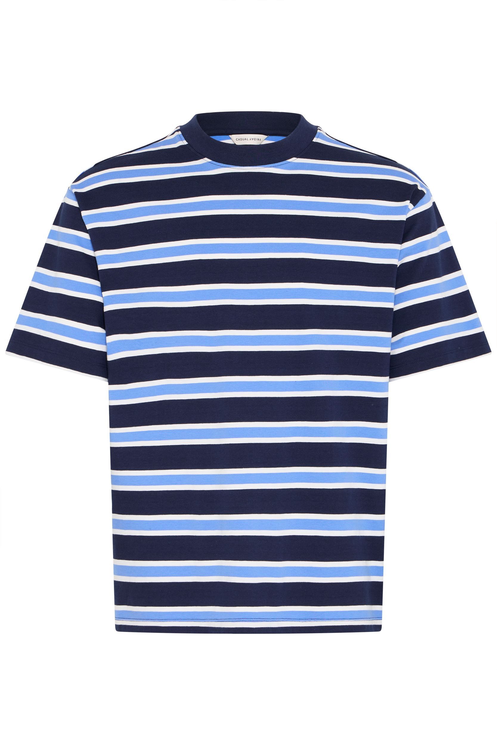 T-Shirt Gestreiftes Design Rundhalsausschnitt Kurzarm Regular Fit für Herren