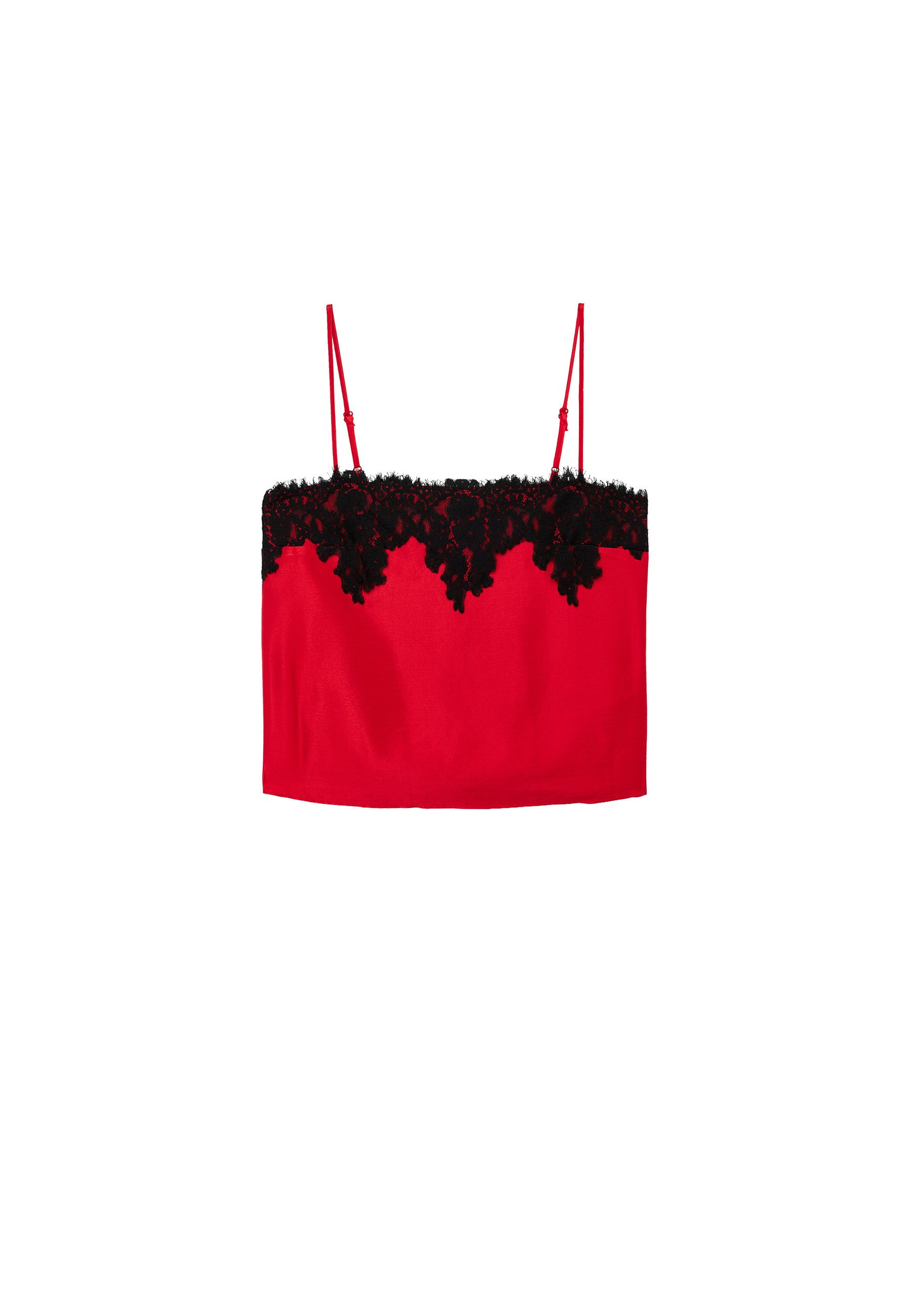 Koton Tanktop Koton Satin-Crop-Top Mit Spitze