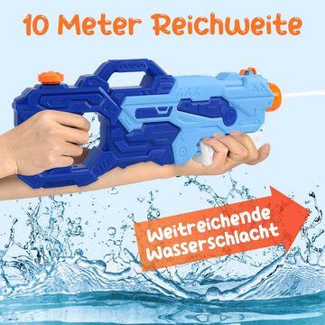 UISEBRT Wasserpistole Kinder Wasserspritzpistole mit 1,5L Wassertank (2-tlg)