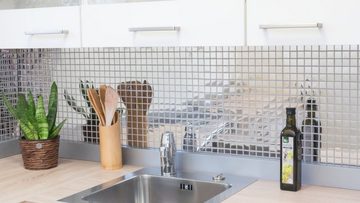 Mosani Mosaikfliesen Edelstahl Mosaik Fliese silber glänzend Fliesenspiegel Küchenwand