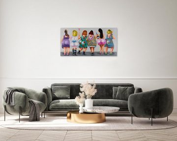 KUNSTLOFT Gemälde Girls Night 120x60 cm, Leinwandbild 100% HANDGEMALT Wandbild Wohnzimmer