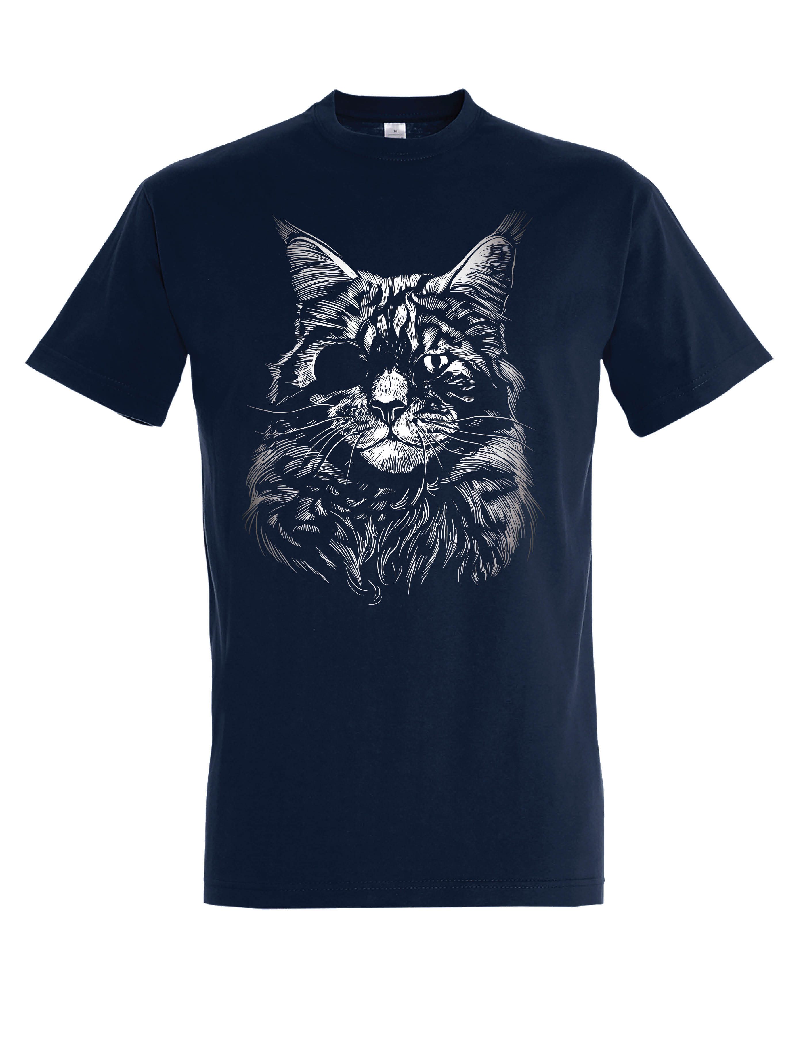 Print-Shirt "Katze Augenklappe" Herren T-Shirt Lustigen Print Statement Geschenk