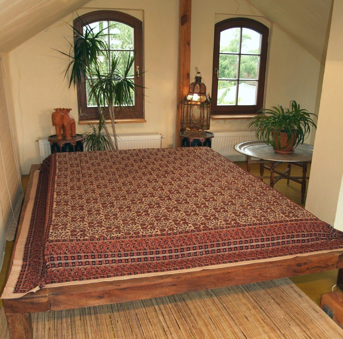 Guru-Shop Tagesdecke Blockdruck Tagesdecke, Bett & Sofaüberwurf,..