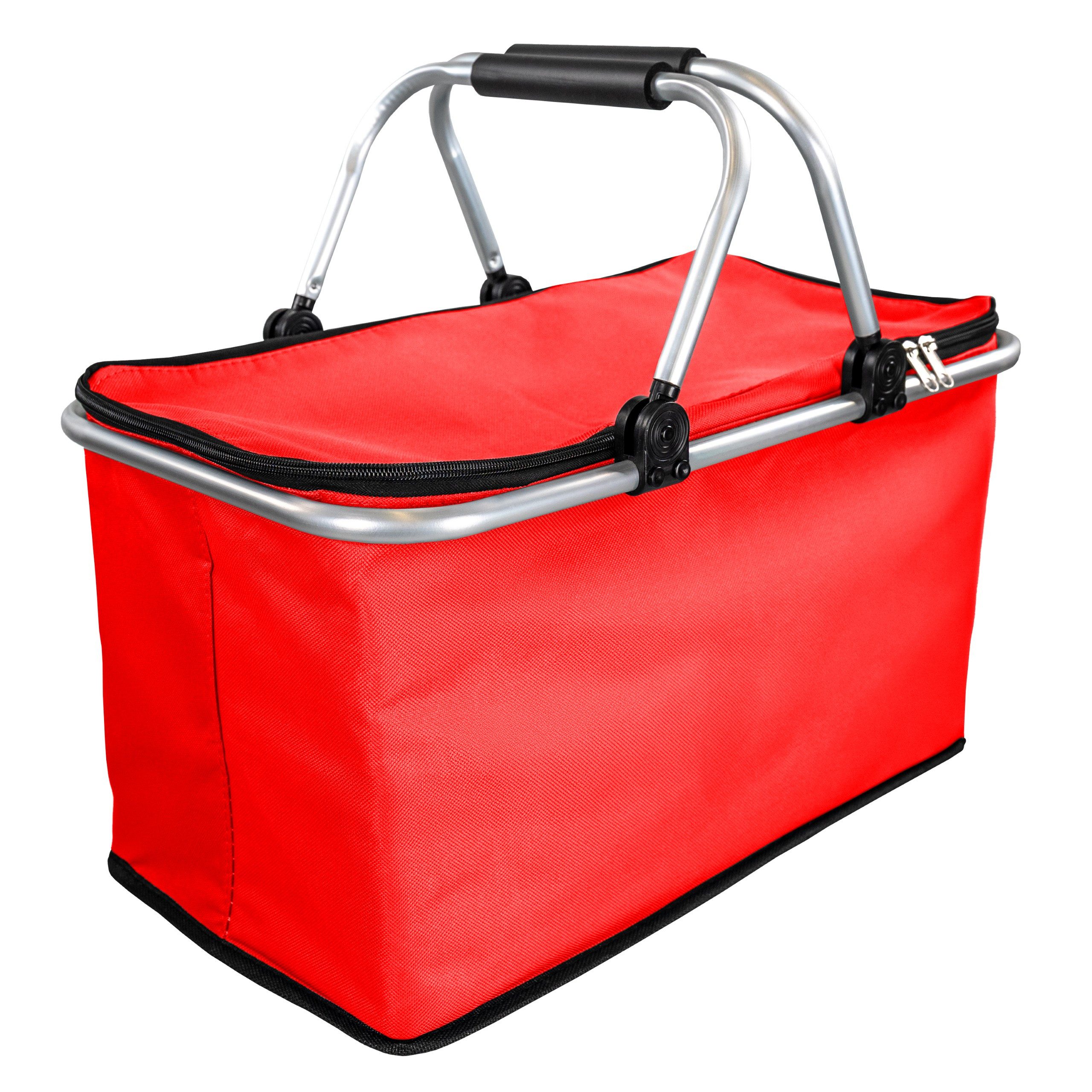 BONETTI Einkaufskorb Einkaufskorb isoliert, faltbar mit Deckel & Reißverschluss, 25L, Isoliertasche – Einkaufstasche - Klappkorb mit Tragegriff