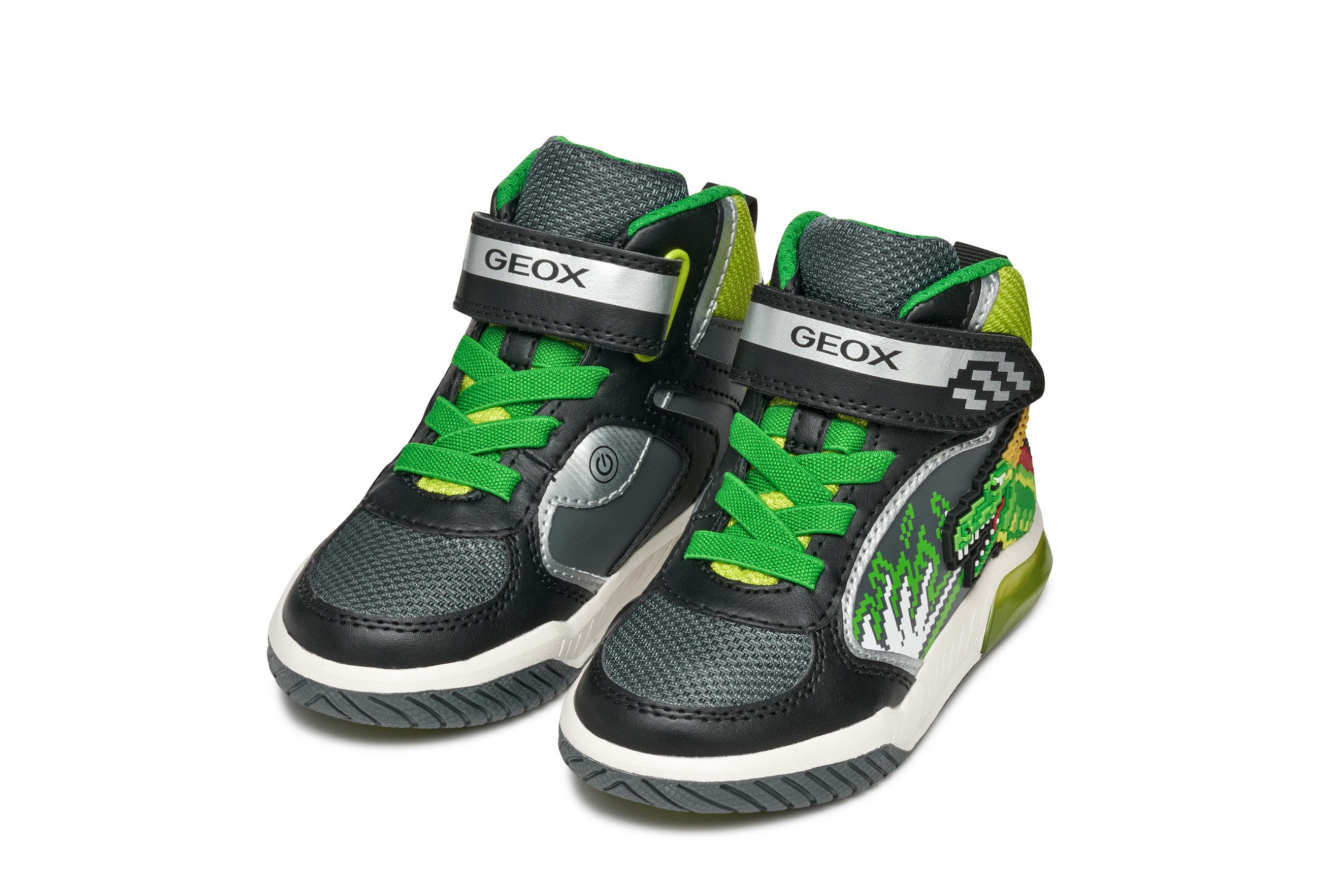 Geox J INEK BOY_Blinkschuh Кроссовки Schnürboots mit cooler Blinkfunktion, Größenschablone zum Download