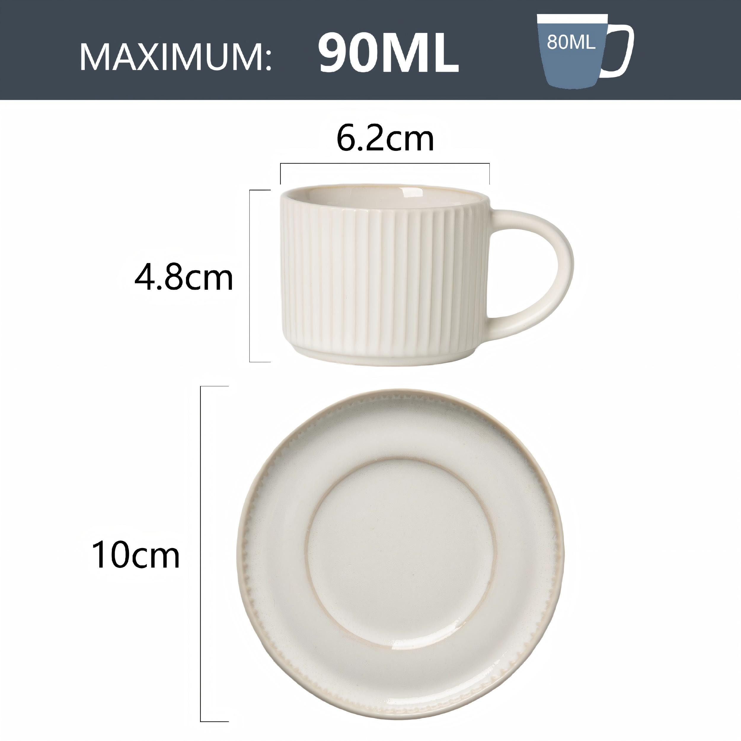 OTTO home Espressotasse Ylvii, 12er Set, bestehend aus 6 Tassen + 6 Untertassen, 12-tlg., Steinzeug, für 6 Personen, spülmaschinenfest und mikrowellengeeignet, 90 ml