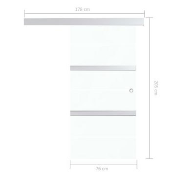 vidaXL Zimmertür Schiebetür ESG-Glas und Aluminium 76x205 cm Silbern