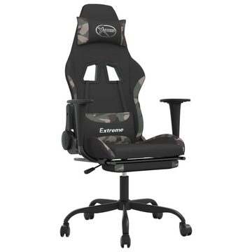 vidaXL Bürostuhl Gaming-Stuhl mit Fußstütze Drehbar Schwarz und Tarnfarben Stoff Gaming
