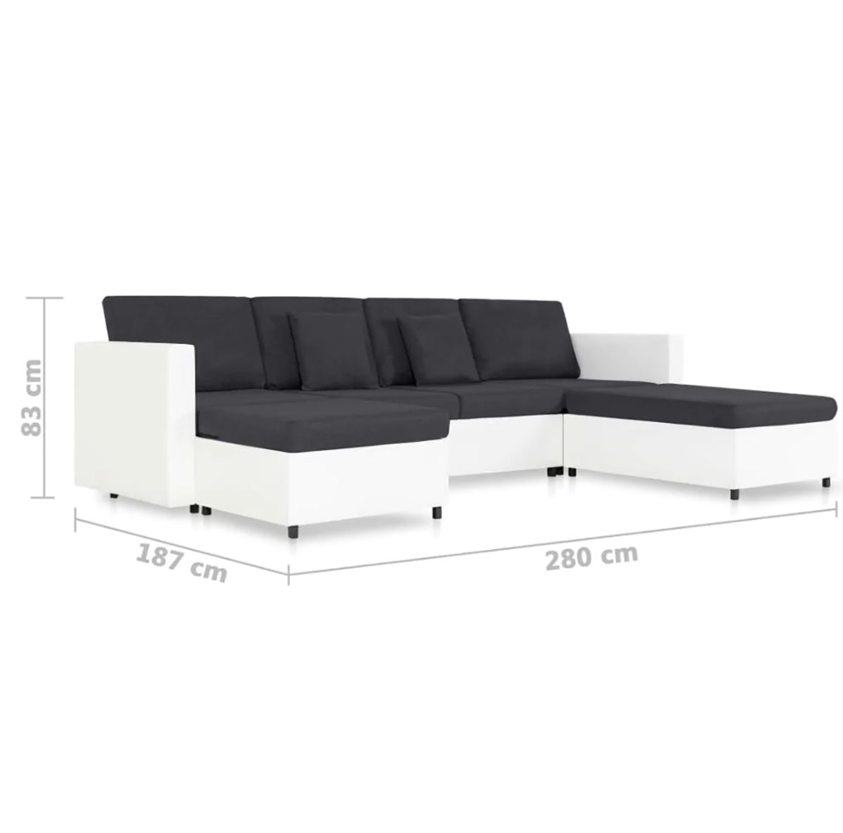 DOTMALL Big-Sofa Ausziehbares 4-Sitzer-Schlafsofa aus Weiß Kunstleder in
