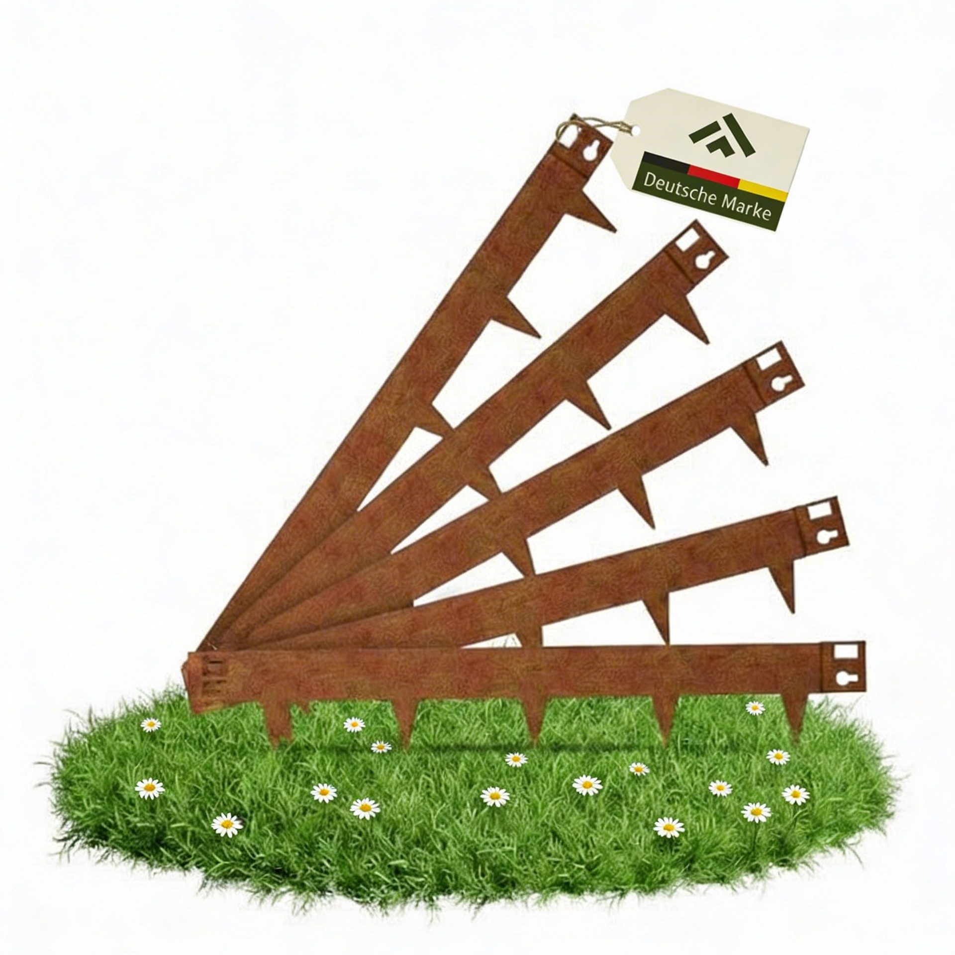 NovaTerra Rasenkante Rasenkante mit Spikes Cortenstahl mit Stecksystem, Outdoor, Steckbares Set, Rostoptik, Rasenkante für Beete, Rasen und Wege