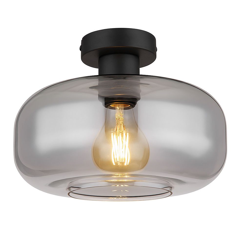GLOBO LIGHTING LED Deckenleuchte, Leuchtmittel inklusive, Warmweiß, Deckenlampe Deckenleuchte Wohnzimmerlampe schwarz Rauchglas LED D 28cm. € 56,99