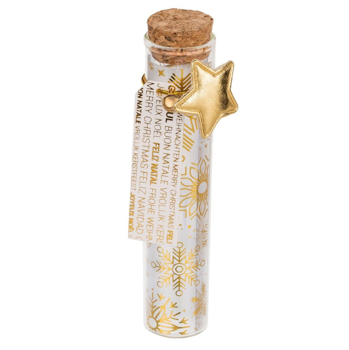 OOTB Dekohänger Glasfläschchen Korkverschluss 11cm Weihnachtsbaumhänger Geldgeschenk, kreative Geschenkidee