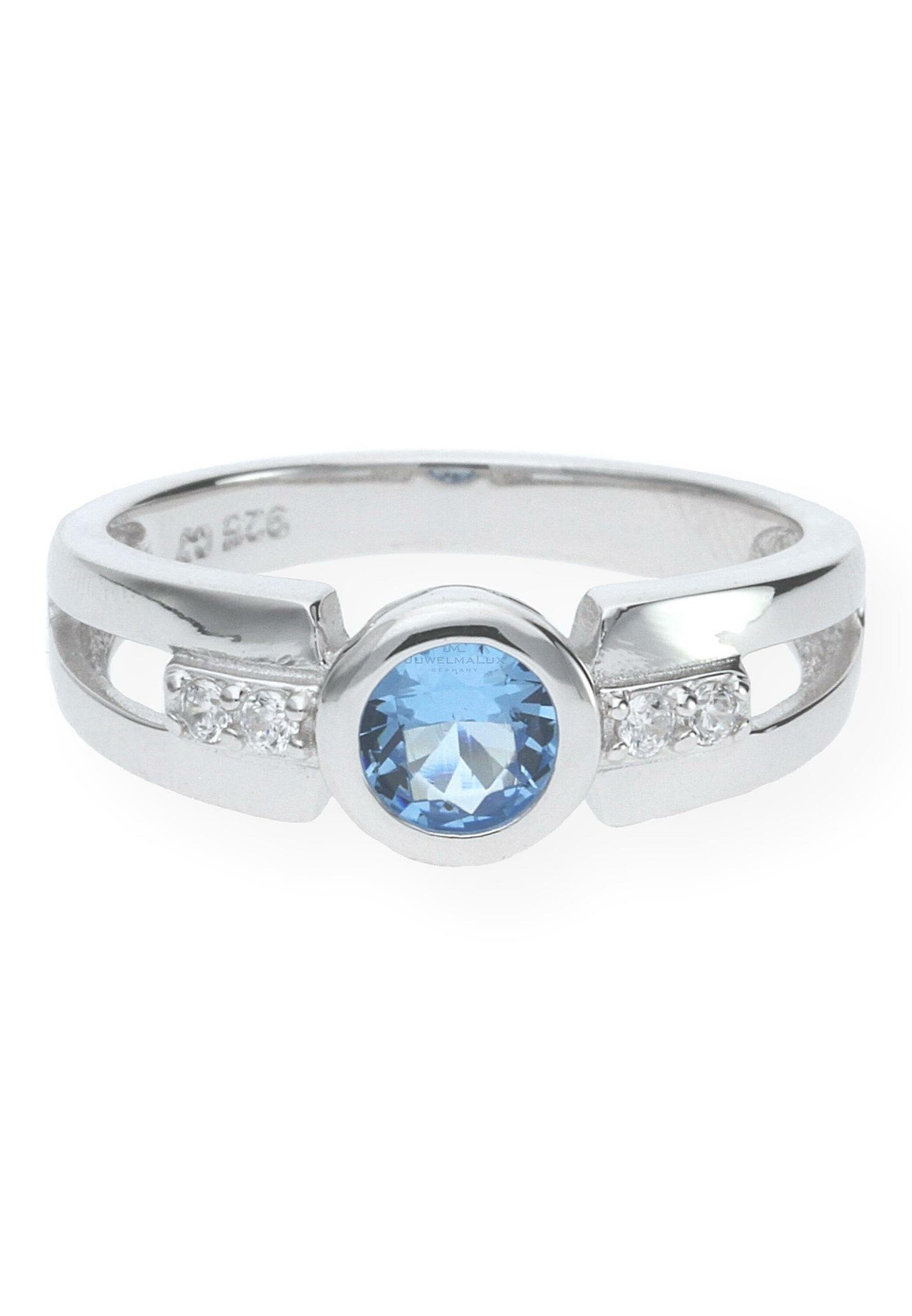 JuwelmaLux Silberring Ring 925er Sterling Silber synth. Zirkonia blau