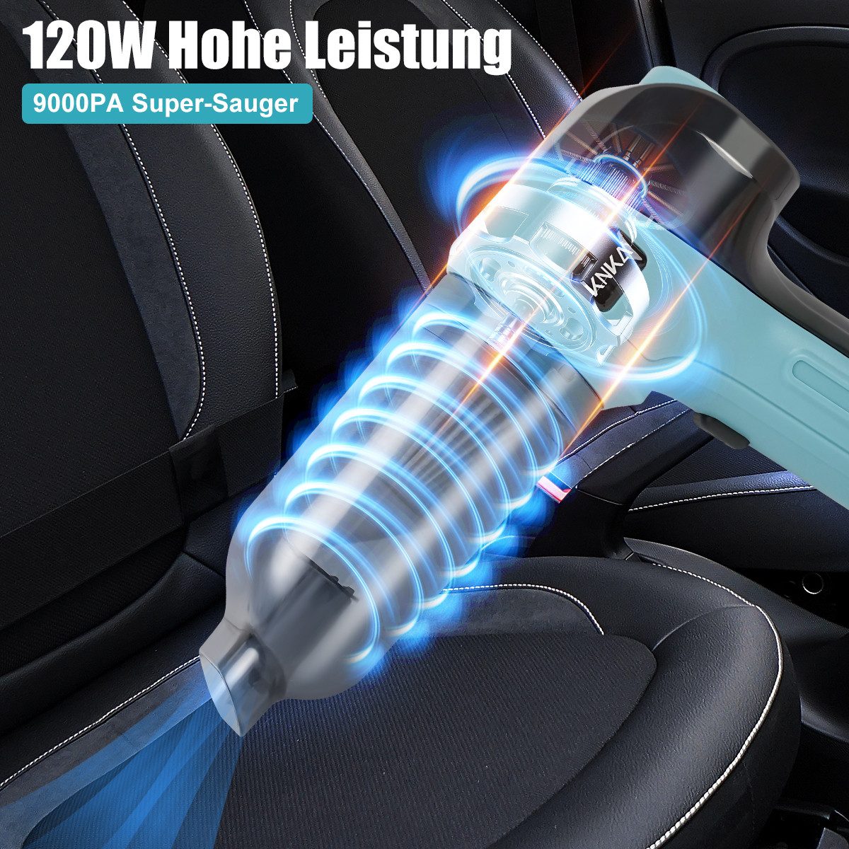 KNKA Akku-Handstaubsauger 3 in 1 Auto-Staubsauger,9000pa USB aufladbar Tragbar Mini Staubsauger, 120 W, kabellos, mit HEPA-Filter, für Büro Genutzt, Haus, Küche, Tierhaare