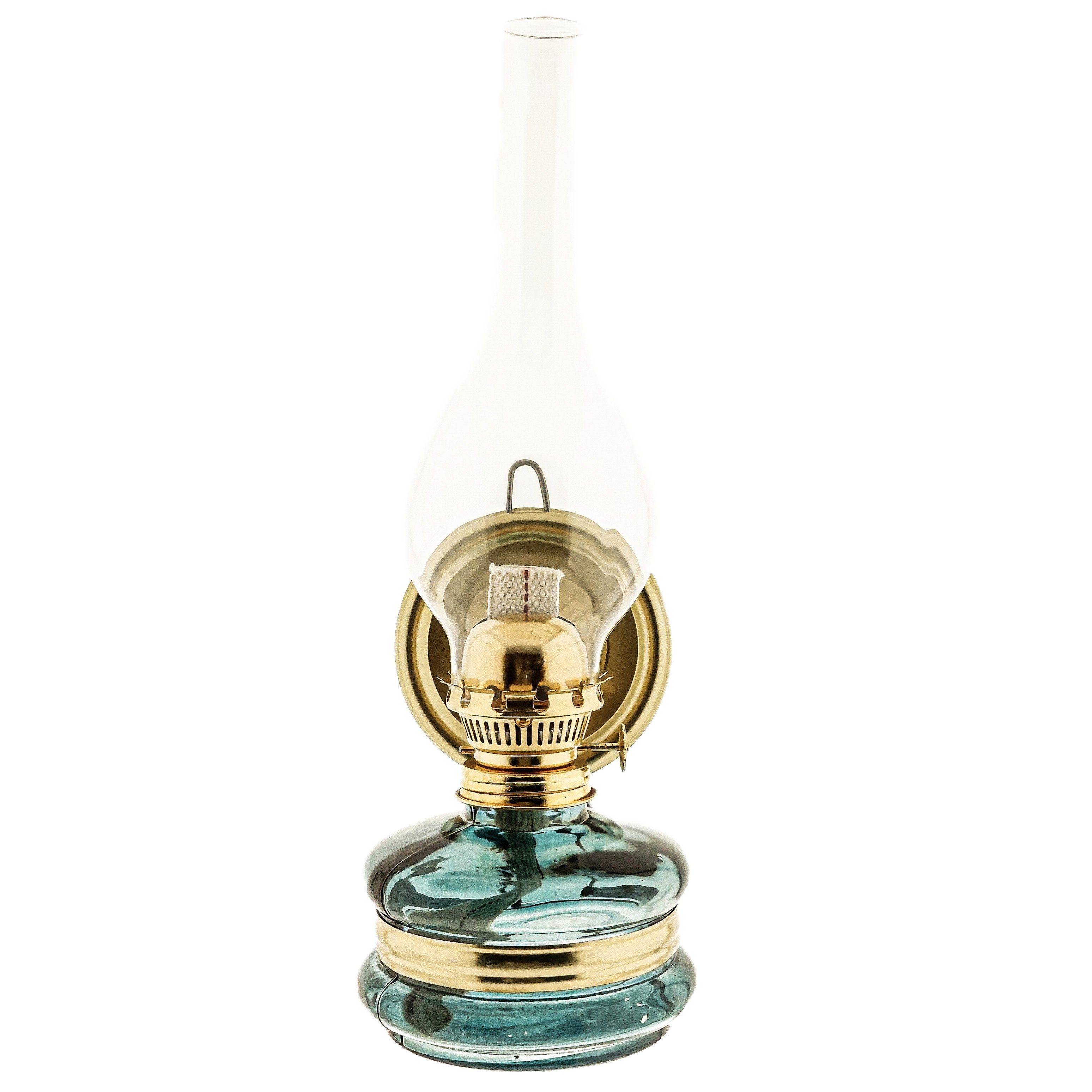 Petroleumlampe Blau Dekolampe Almina Glaszylinder Laterne Öllampe Vintage