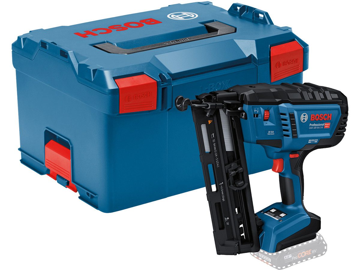 Bosch Professional Akku-Stauchkopfnagler GNH 18V-64-2 M, 18 in V, (Set, 3 tlg., in L-Boxx mit Einlage)