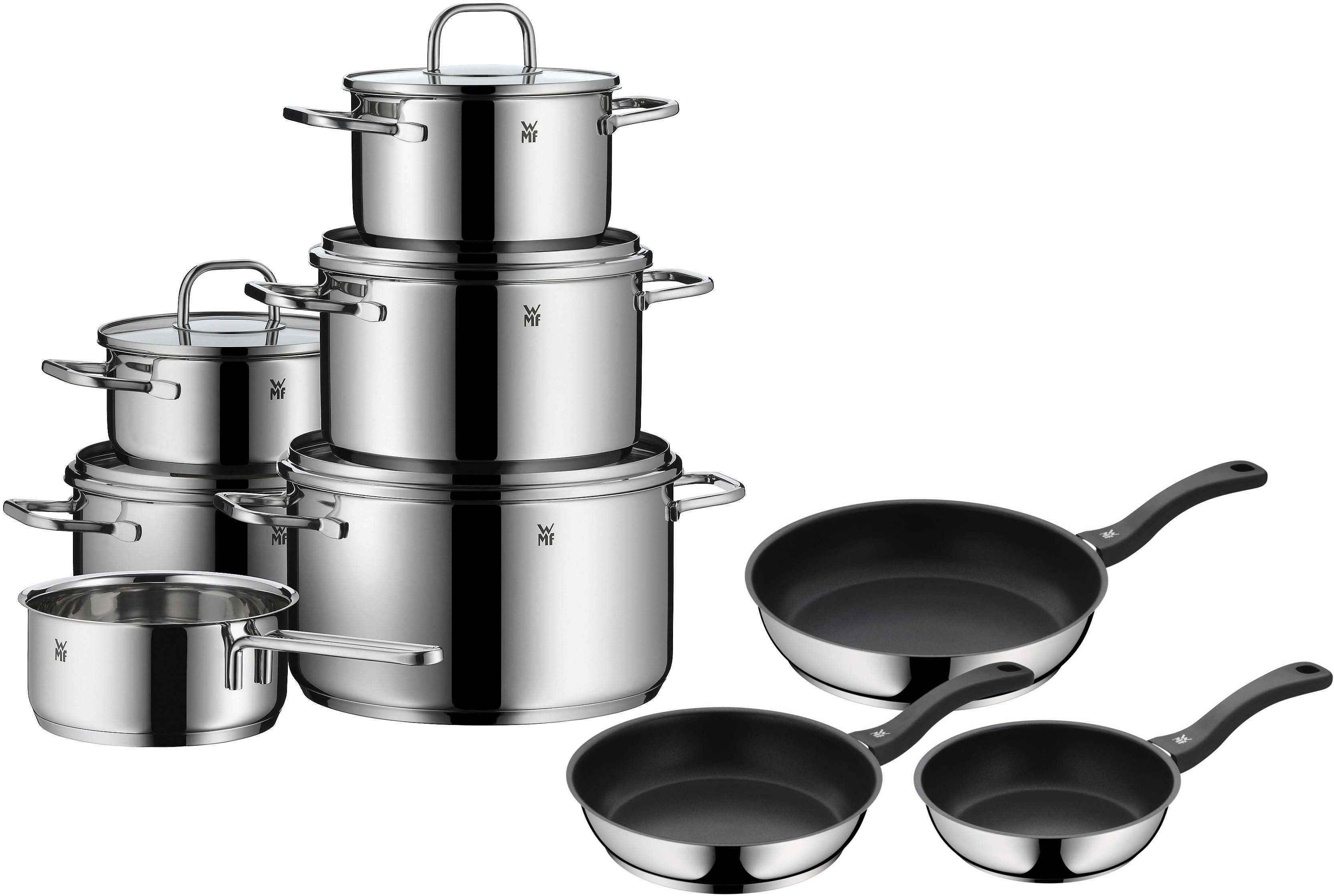 WMF Topf-Set »Inspiration«, Cromargan® Edelstahl Rostfrei 18/10 (Set,  14-tlg), inkl. 3-teiligem Pfannen-Set "Devil", Induktion