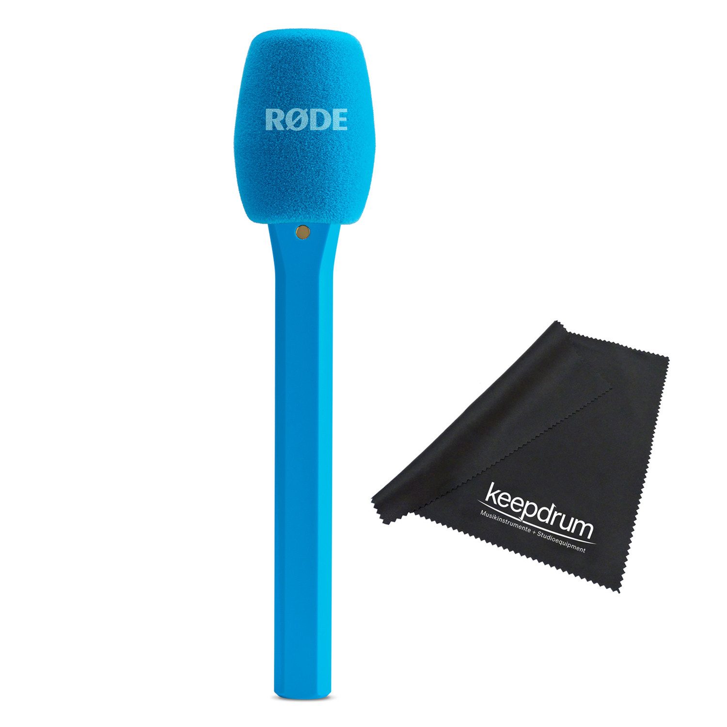 RØDE Rode Interview Micro Handadapter für Wireless Micro Blau mit Tuch Digitales Aufnahmegerät (Vorteils-Set mit Mikrofasertuch)
