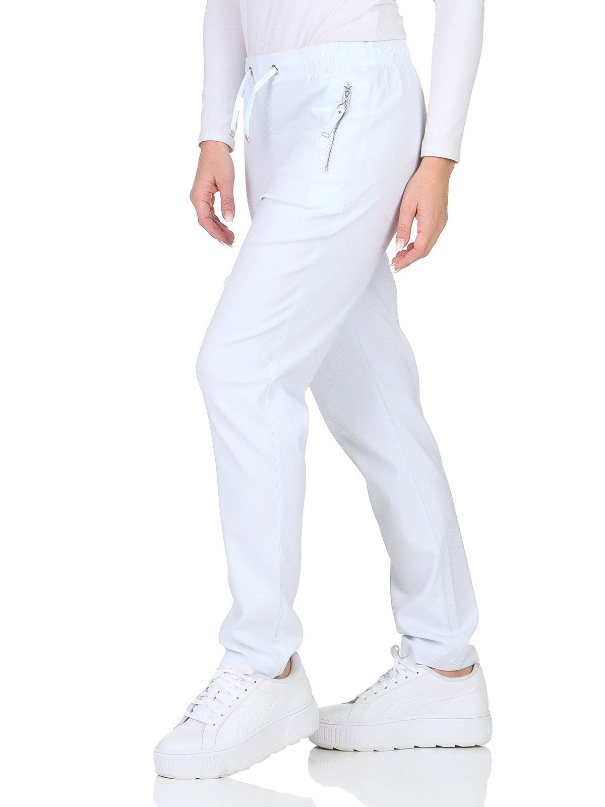 Alica Collection Chinohose Schlupfhose Damen Stretch Hose leichte Sommerhose - Kurzgröße mit Gummibund & Kordelzug, in großen Größen erhältlich