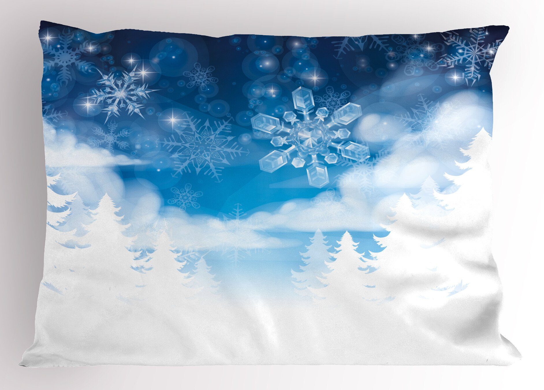 Kissenbezüge Dekorativer Standard King Size Gedruckter Kissenbezug, Abakuhaus (1 Stück), Winter Schneeflocken und Sterne