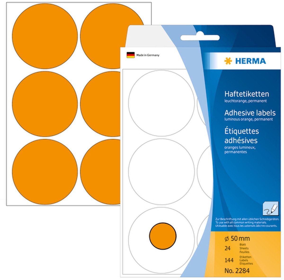 Etiketten Vielzweck-Etiketten 50mm leuchtorange VE=144 Stück (10 Stück)