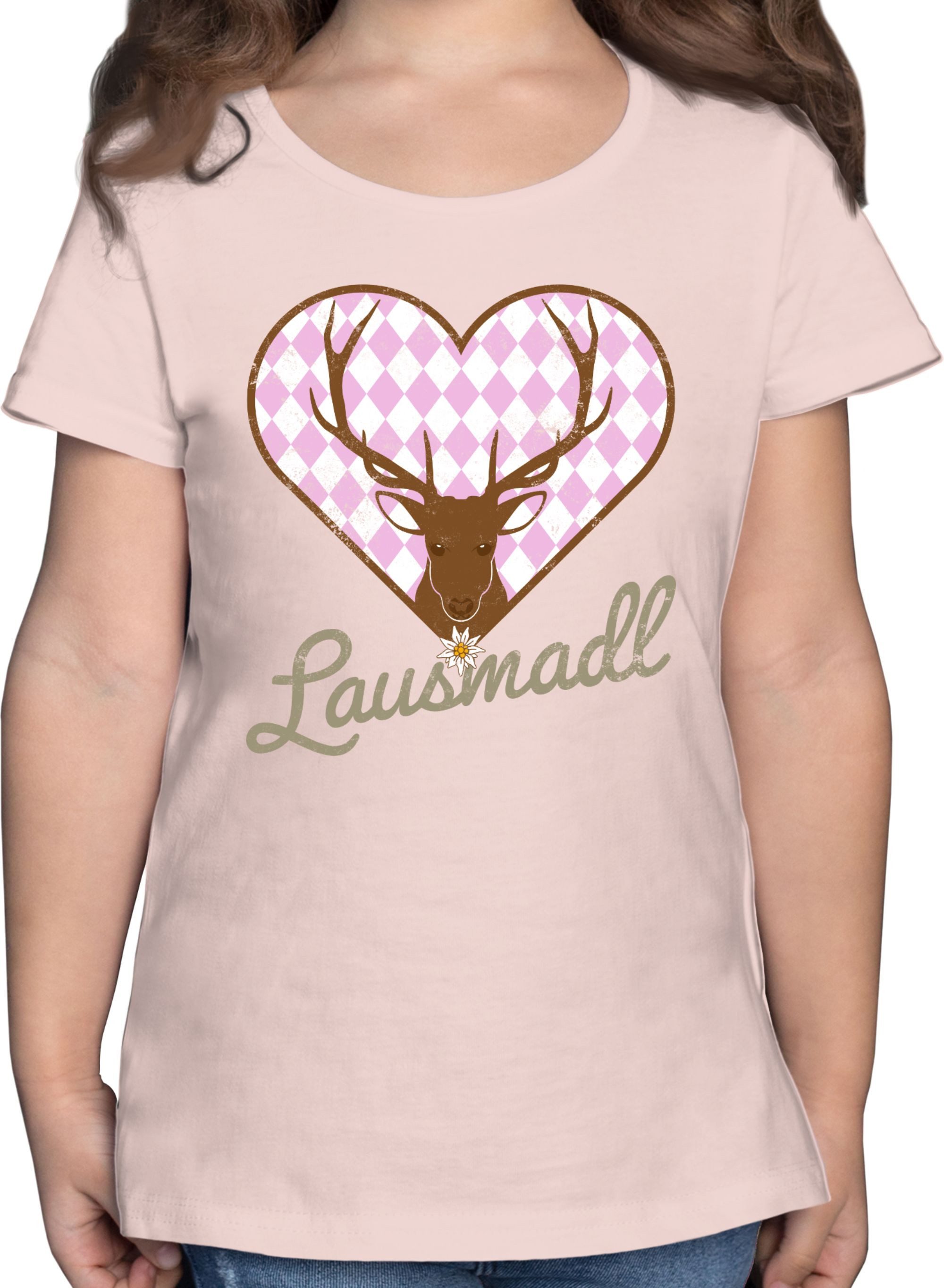 Shirtracer T-Shirt Lausmadl Hirsch Mode für Oktoberfest Kinder Outfit