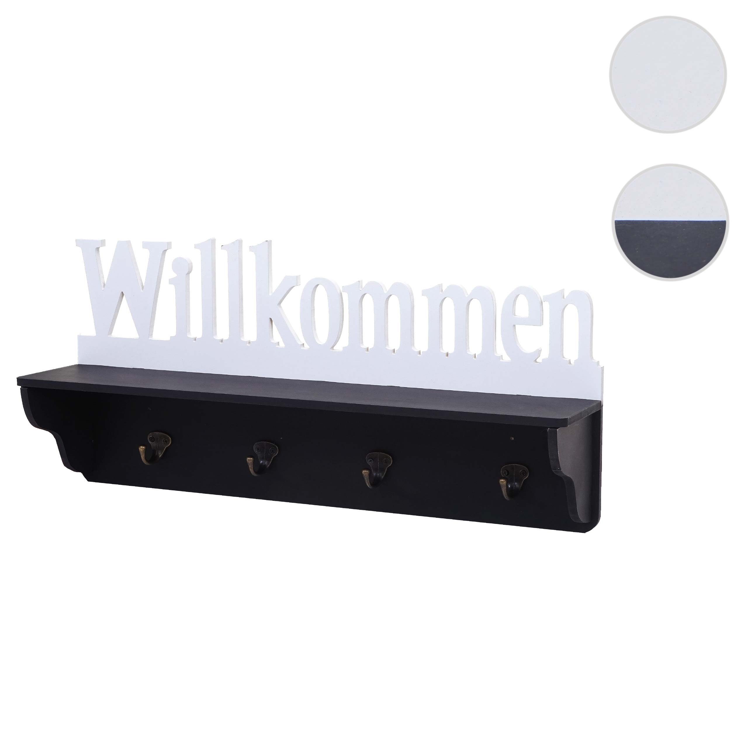 MCW Wandgarderobe D41 Willkommen 4 Haken Schwarz/weiß günstig online kaufen