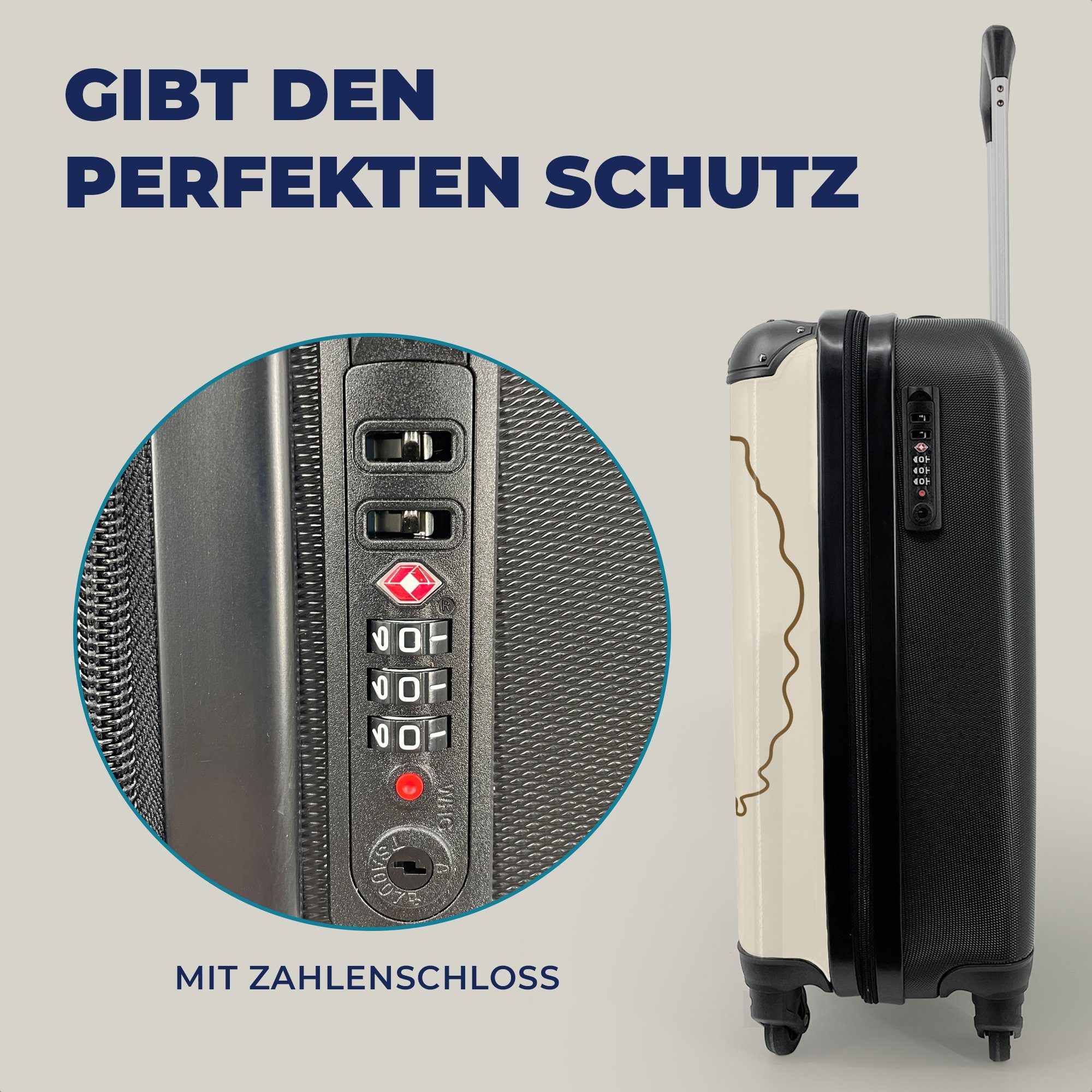 MuchoWow Handgepäckkoffer - mit 4 Trolley, Zitate, Frau Linienkunst Rollen, Reisetasche Ferien, - für Reisekoffer Handgepäck rollen, Text 