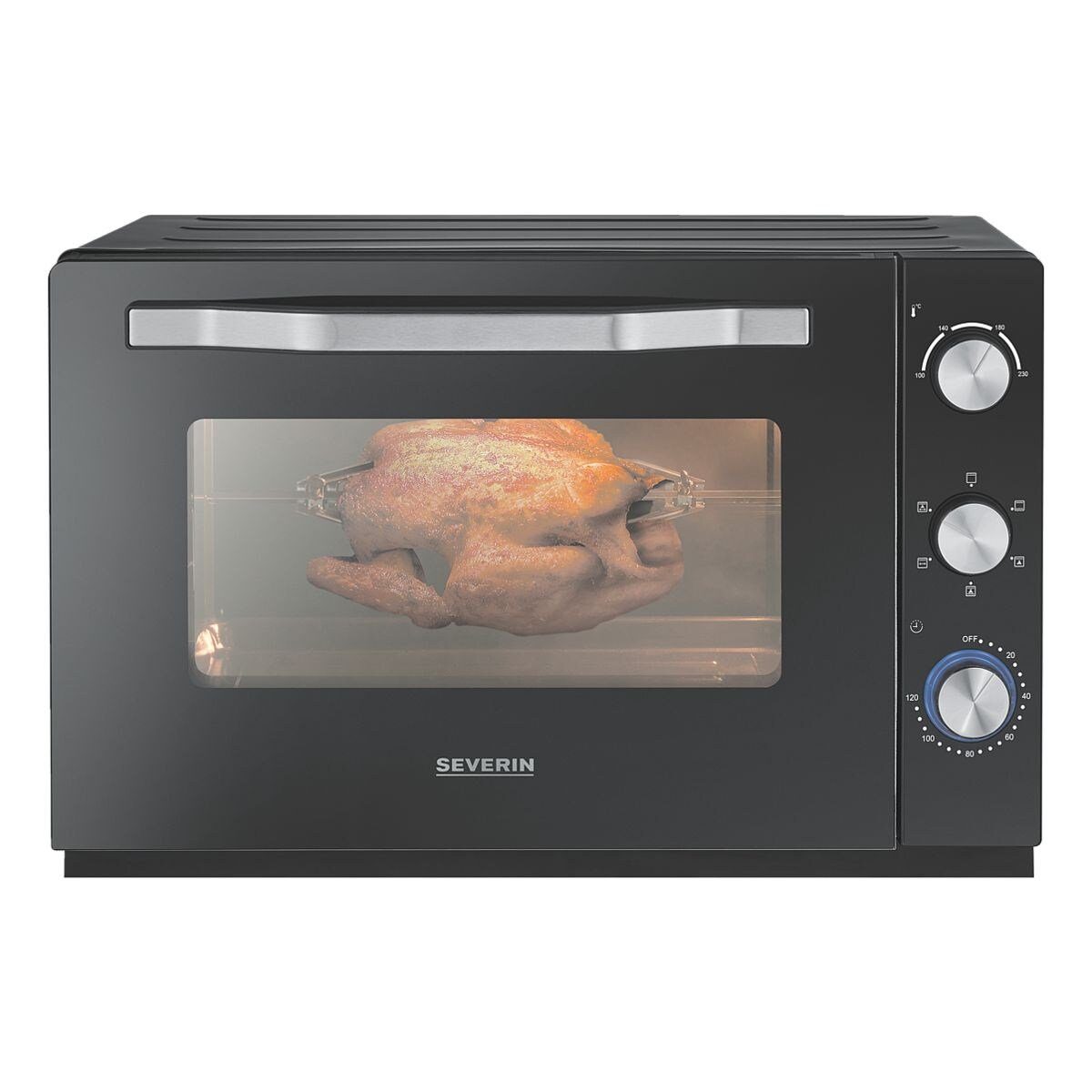 Severin 2-in-1-Toaster TO 2073, für Pizza, Kuchen, Brötchen, Pommes, Grillhähnchen etc., 2200 W, Back- / Toastofen XXL, 60 Liter, 100°C-230 °C, 2200 Watt, viel Zubehör