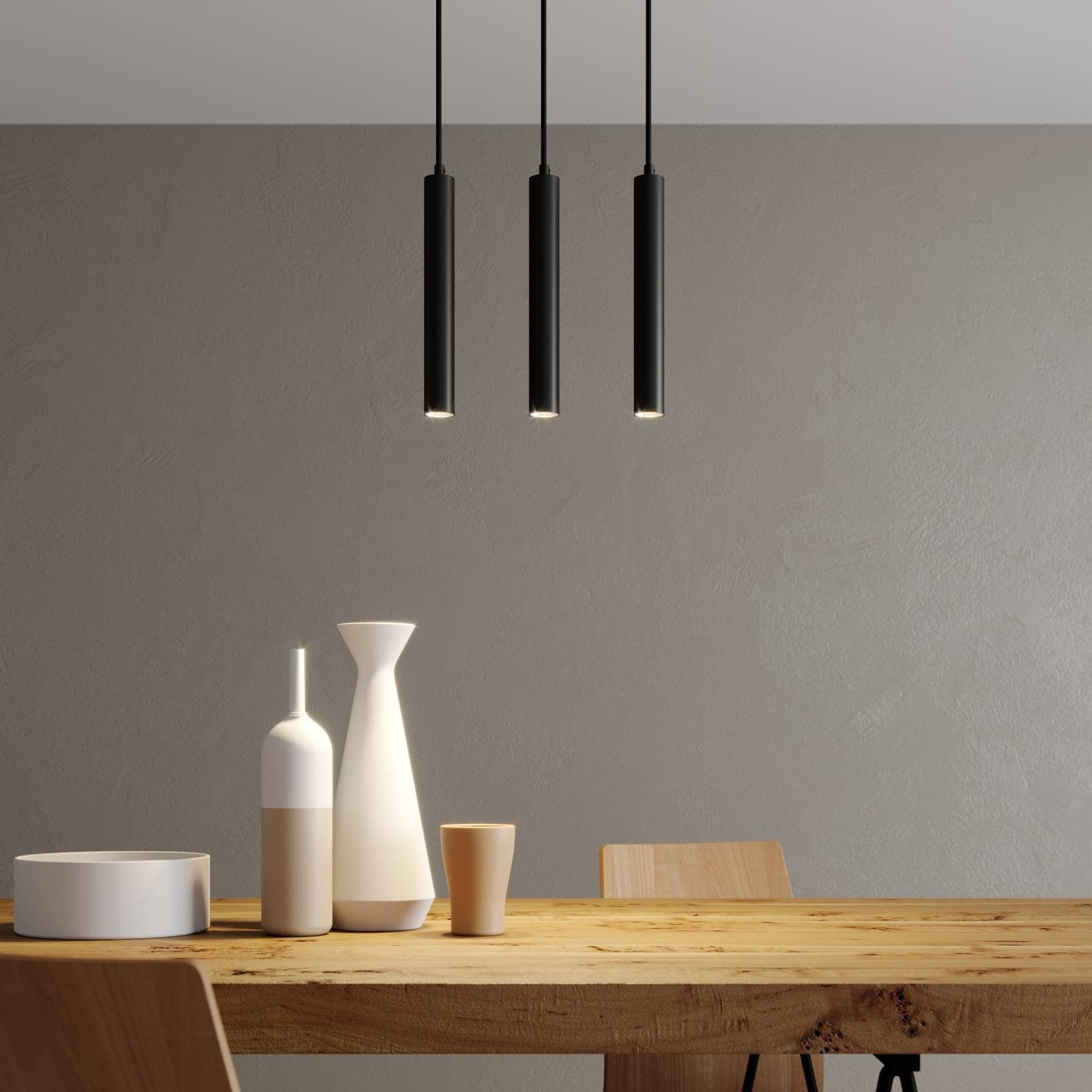 Arcchio LED-Hängeleuchte Franka, LED-Leuchtmittel fest verbaut, warmweiß, Modern, Aluminium, Schwarz (RAL 9005), 3 flammig, inkl. Leuchtmittel