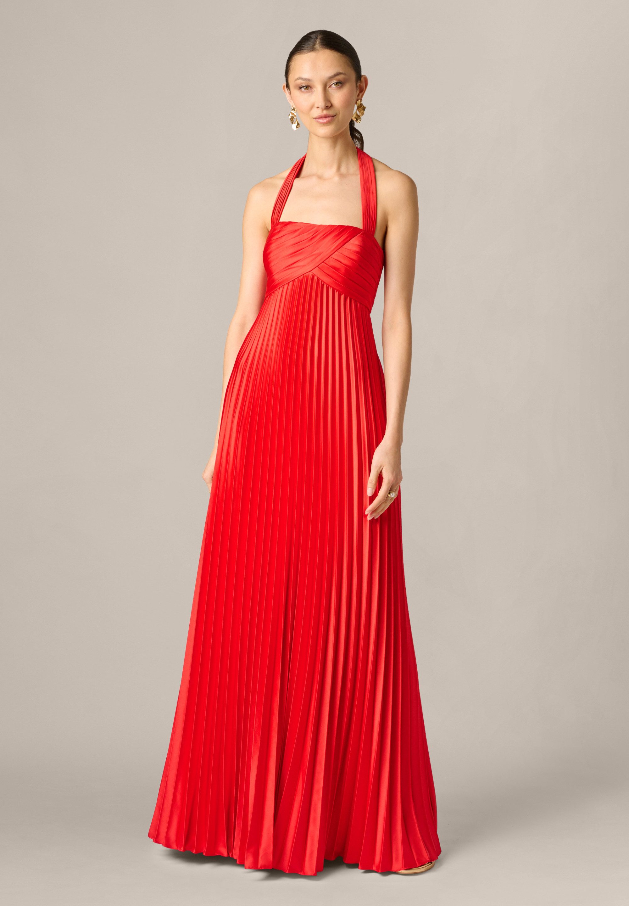 Adrianna Papell Abendkleid Stretch Charmeuse Pleated Gown Plissee-Kleid mit Empire-Taille
