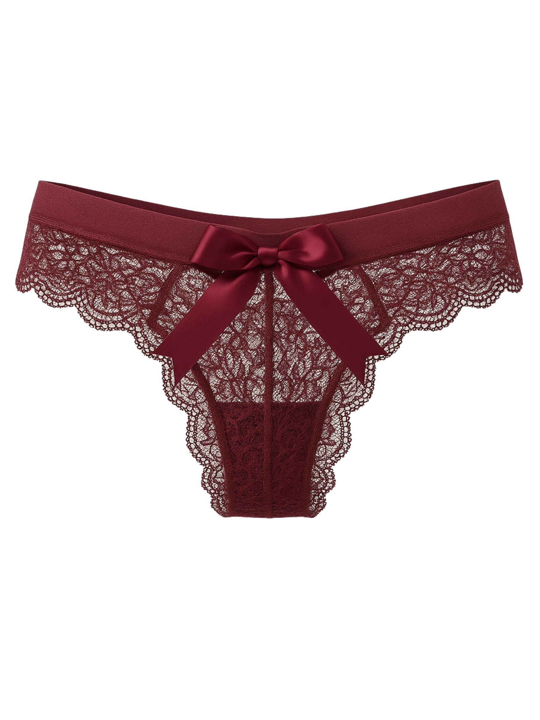 Elegant Love Tangaslip Spitzen-Tanga mit Schleifen – Sinnliche Unterhosen für Damen (Set, 3-St., 3er-Pack) Elegante V-String Unterwäsche mit Zierschleife – Sexy Slip aus Spitze