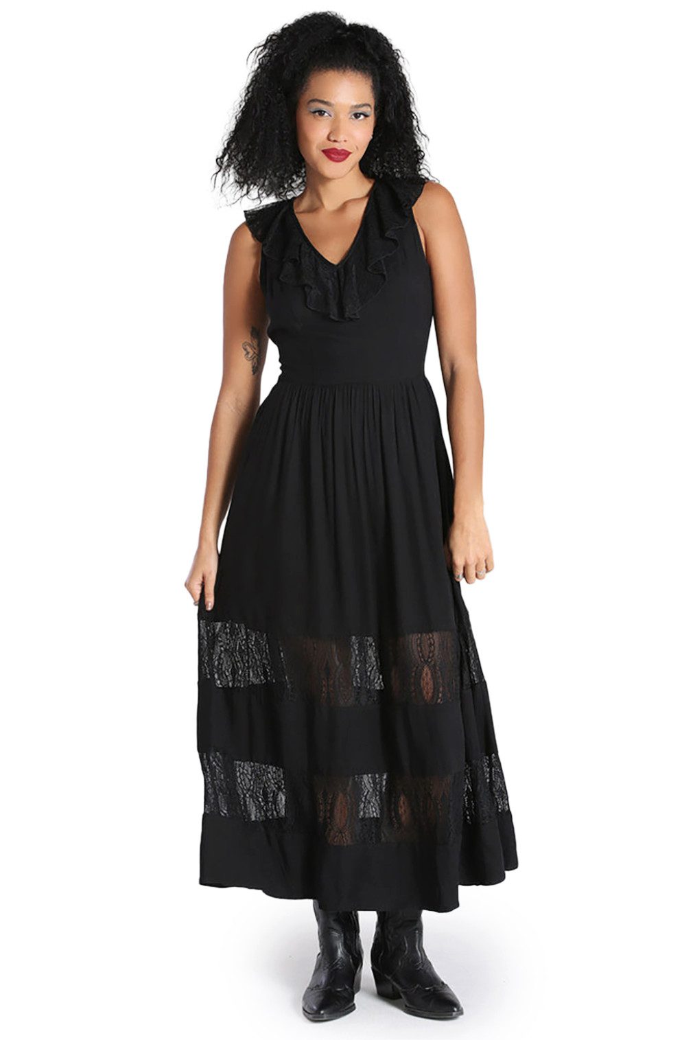 Hell Bunny Maxikleid Mortem Sommerkleid Retro Vintage Rüschen Spitze günstig online kaufen