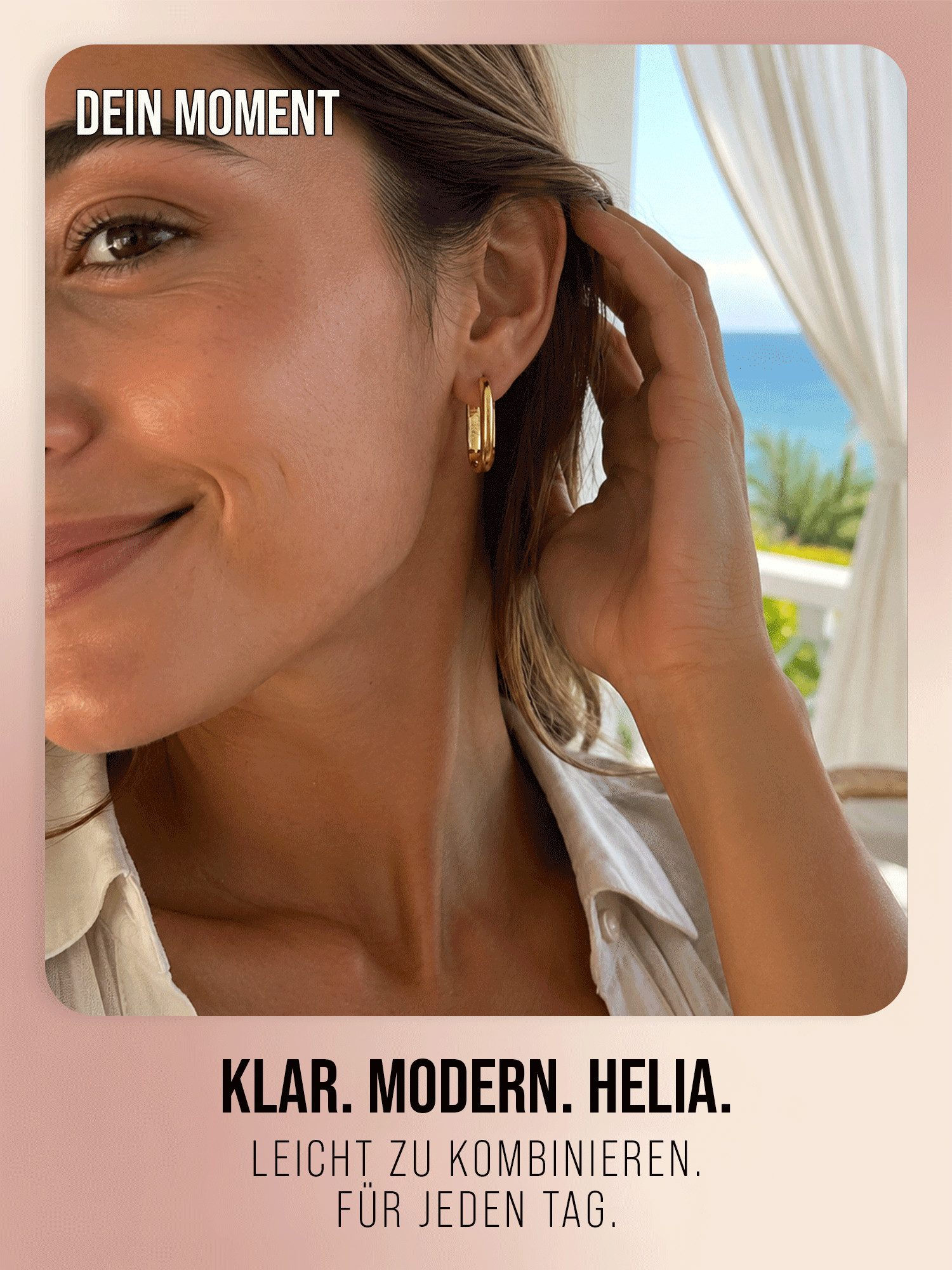 THIORA Paar Creolen Creolen »Helia« Damen, Edelstahl 18k vergoldet, wasserfest, wasserfest, hypoallergen, 25 x 15 mm