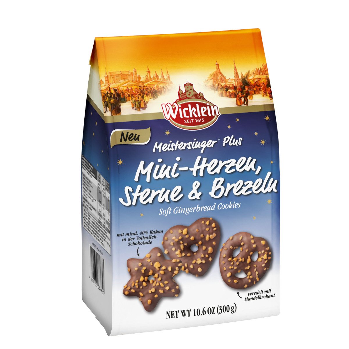 Wicklein Süßigkeit, Wicklein Meistersinger PLUS Mini Herzen Sterne Brezeln VM Krokant 300g