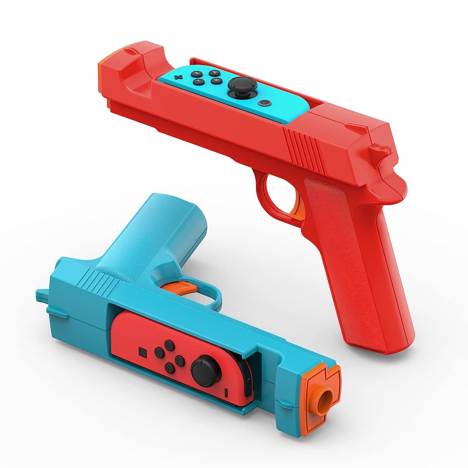KARLE Schießspiel-Waffensteuerung, Handgriff-Bewegungssteuerung Switch-Controller (für Nintendo Switch Shooter-Jagdspiele (Blau + Rot), 2 St., Kompatibel mit Switch/Switch OLED Joy-Con)
