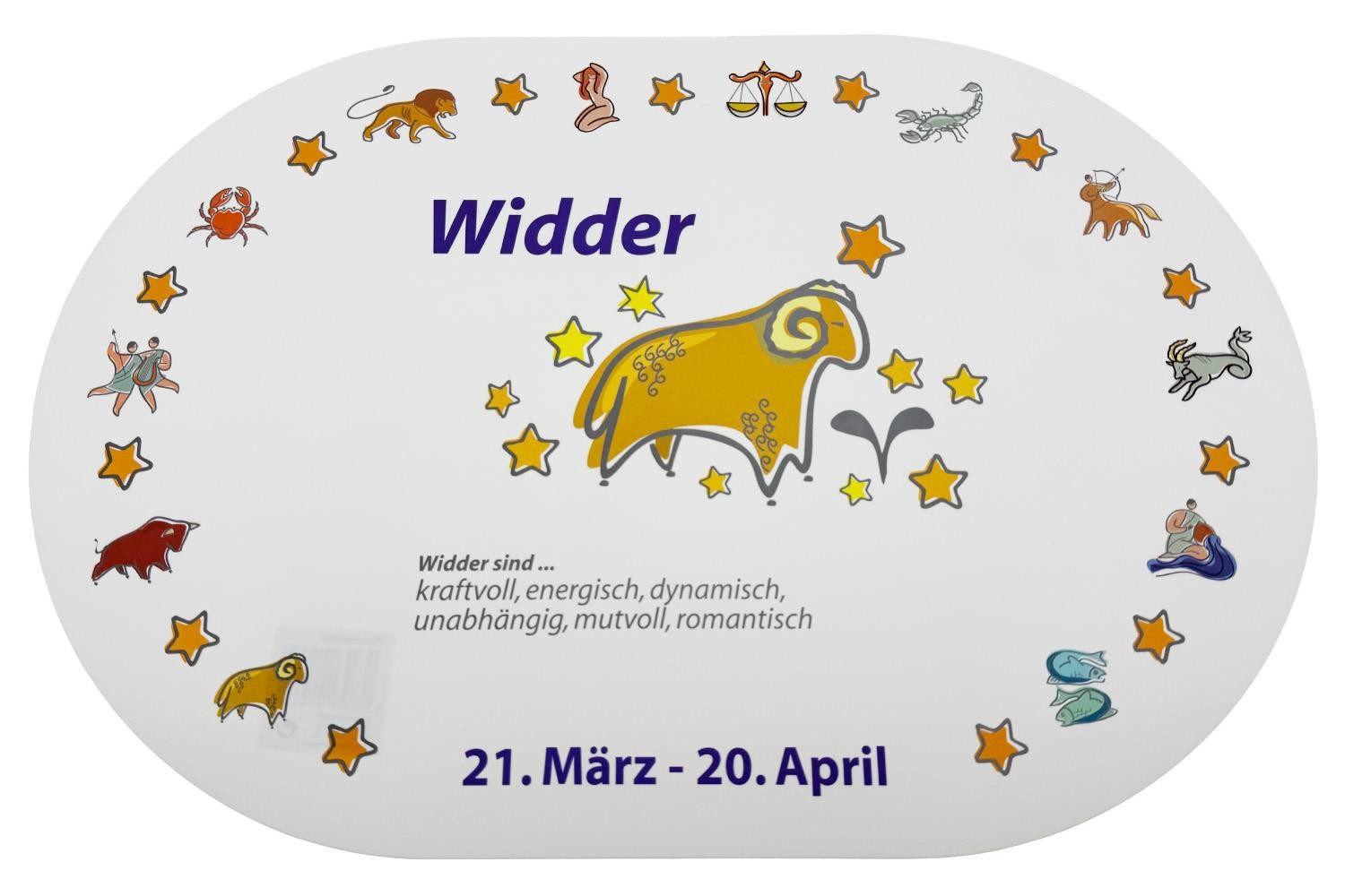 varivendo Tischdecke Platzmatte Widder Sternzeichen Schwarz 1 Stück Tischdeko Unterlage (Stück 1-tlg, Platzmatte), Tischset Unterlage Dekoration Essmatte Sternzeichenmotiv
