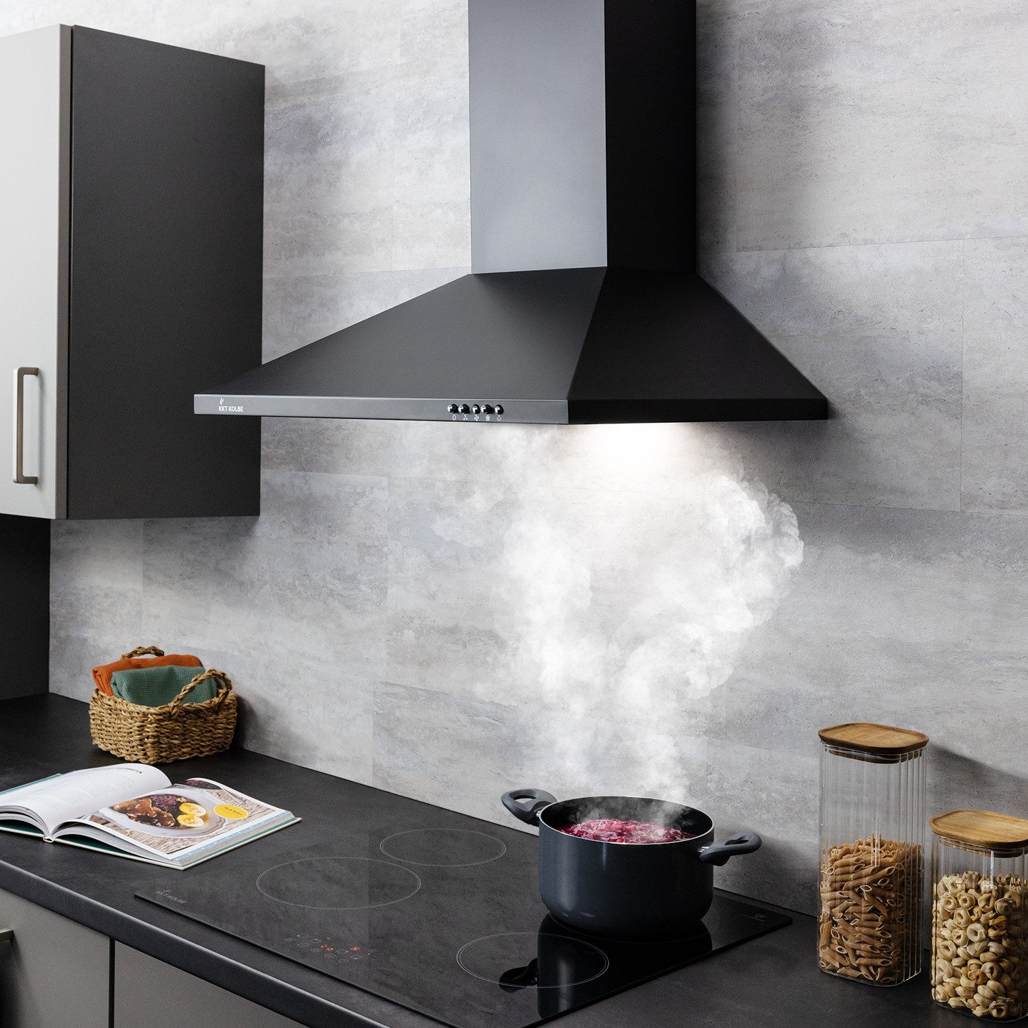 KKT KOLBE Wandhaube Dunstabzugshaube 60cm PLUS350S Wandhaube / Abzugshaube / Abluft / Umluft / Schwarz / LED – Bild 3 von 5