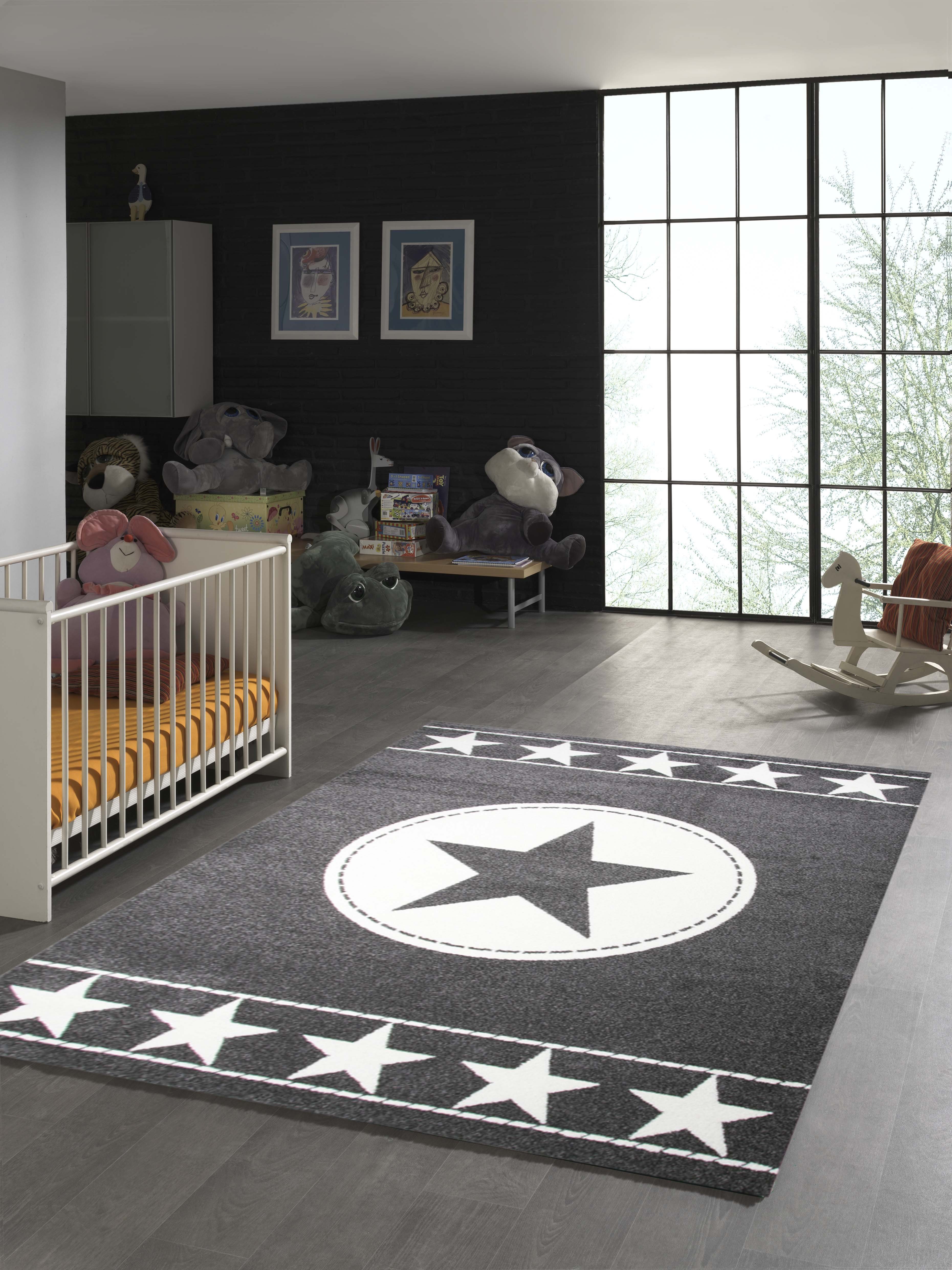Kinderteppich »Kinderteppich Sterne Grau Creme«, TeppichHome24, rechteckig,  Höhe 0.9 mm online kaufen | OTTO