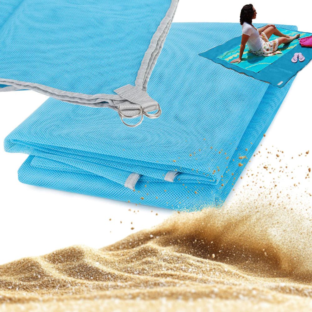 Picknickdecke Strandmatte 150 x 200 cm 200 x 200 cm – Sandfrei, mit Befestigungsösen, Sport-Knight®