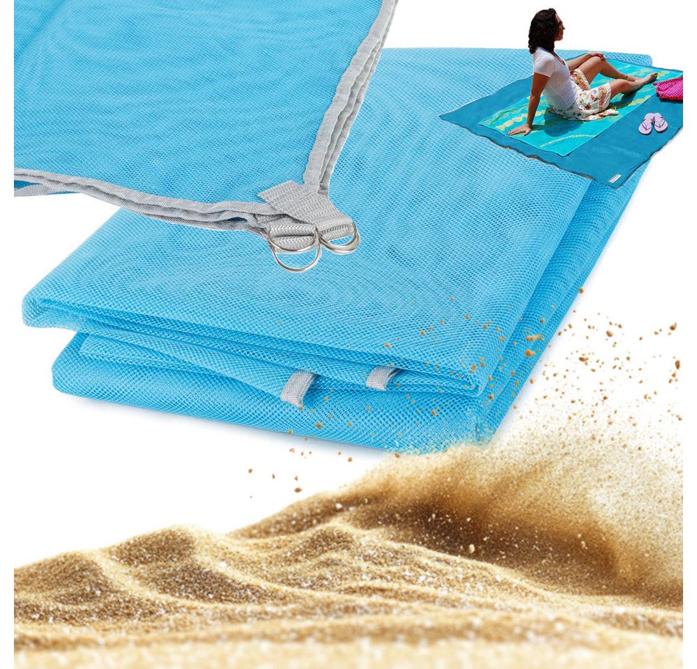 Picknickdecke Strandmatte 150 x 200 cm 200 x 200 cm – Sandfrei, mit Befestigungsösen, Sport-Knight®