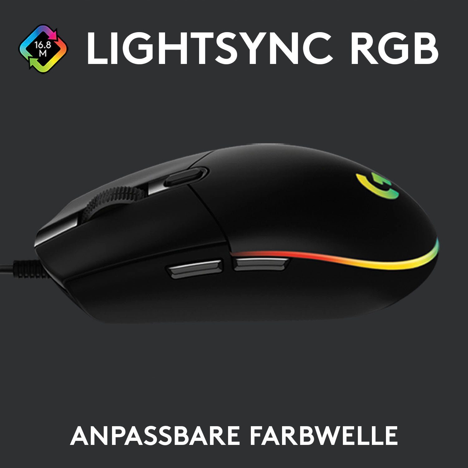 LIGHTSYNC dpi) (kabelgebunden, 1 Logitech G203 schwarz Gaming-Maus