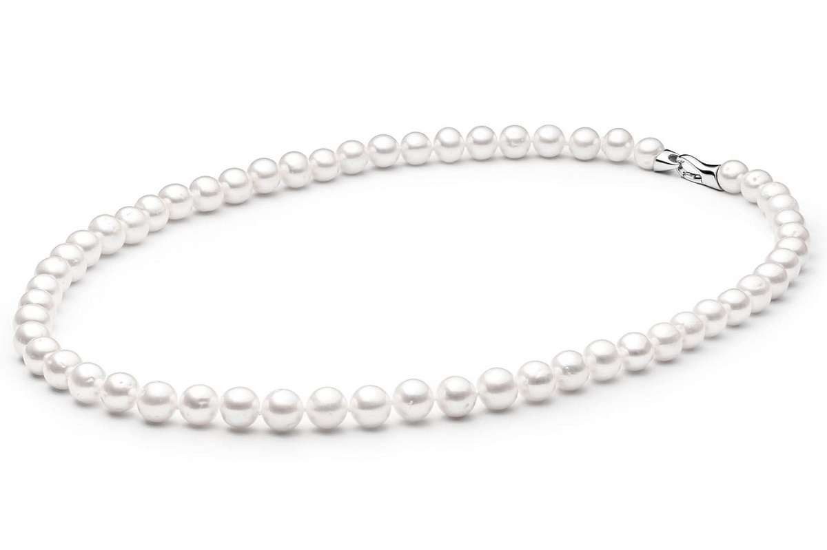 Perlenkette Elegant weiß rund 45 cm, echte Süßwasserzuchtperlen